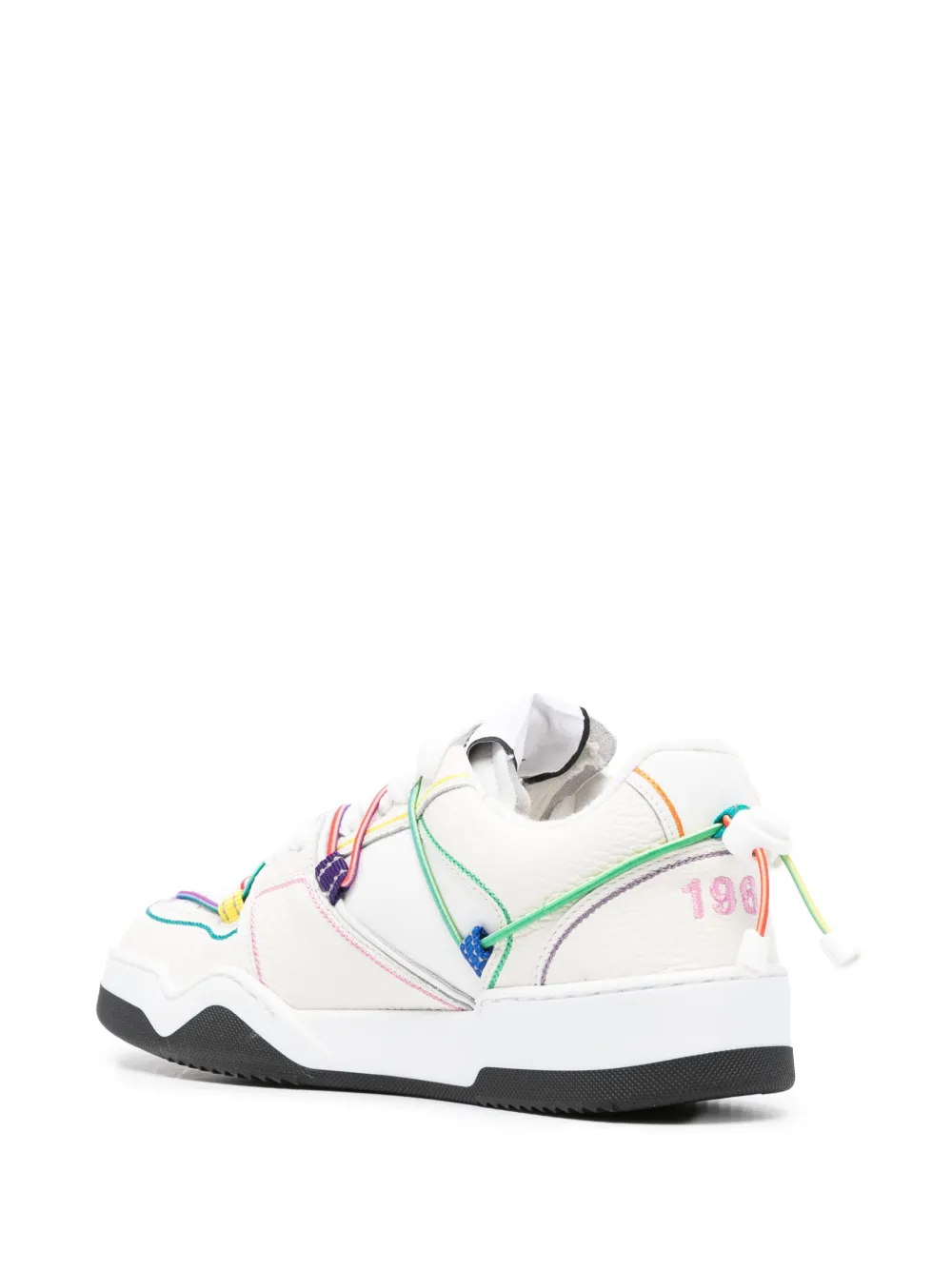 DSQUARED2 Spiker logo-beaded leather sneakers Neutrals