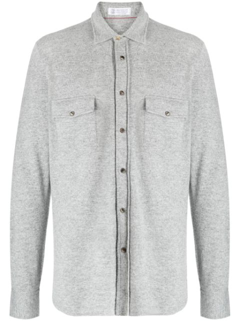 Brunello Cucinelli spread-collar wool-blend cardigan Men