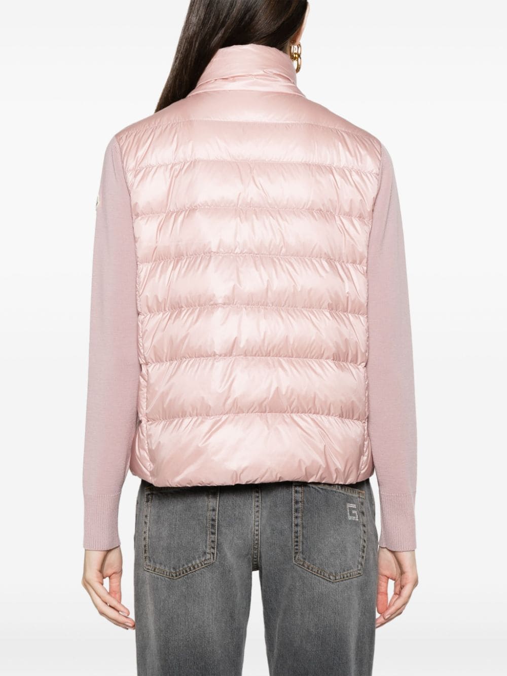 Shop Moncler Padded Zip-up Wool Cardigan In Pink