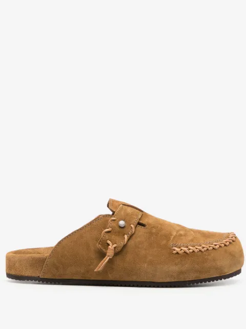 Buttero decorative-stitching suede slippers