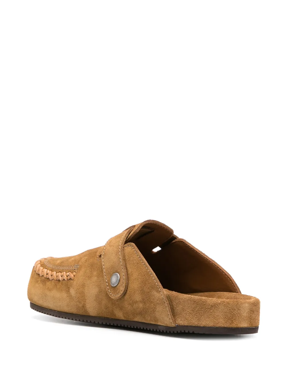  Buttero Decorative-stitching Suede Slippers - Brown 