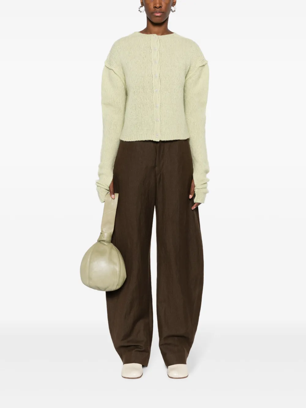Rus purl-knit buttoned cardigan - Groen