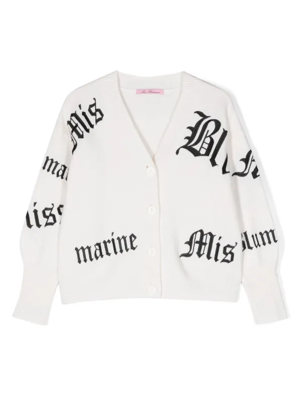 Miss Blumarine Intarsia knit logo Cardigan Farfetch