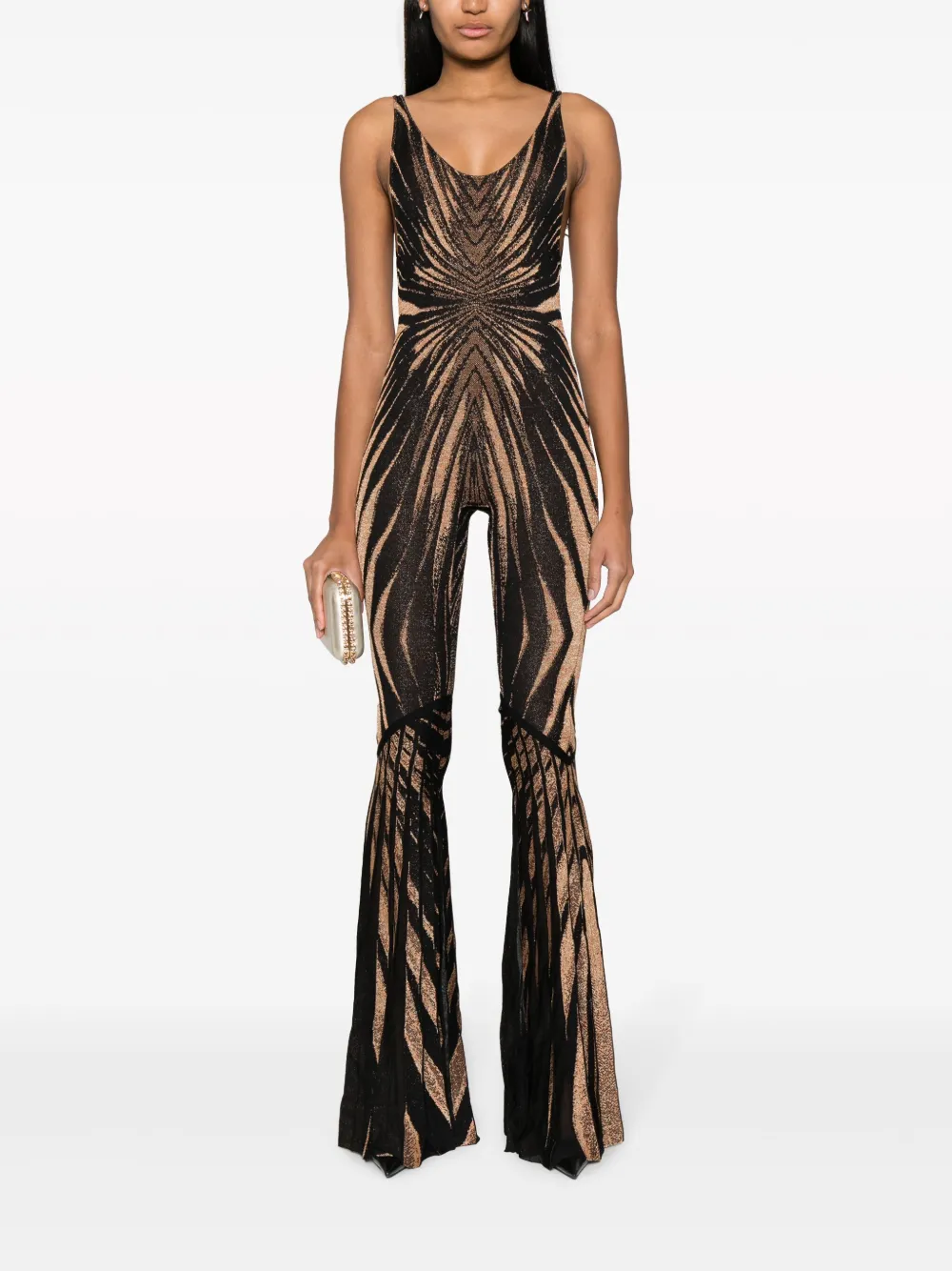 Roberto Cavalli abstract-pattern flared jumpsuit - Zwart