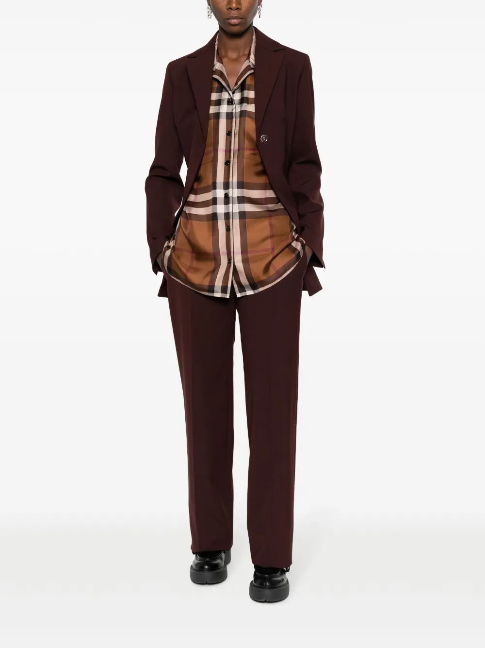 Burberry Geruit blouse - Bruin