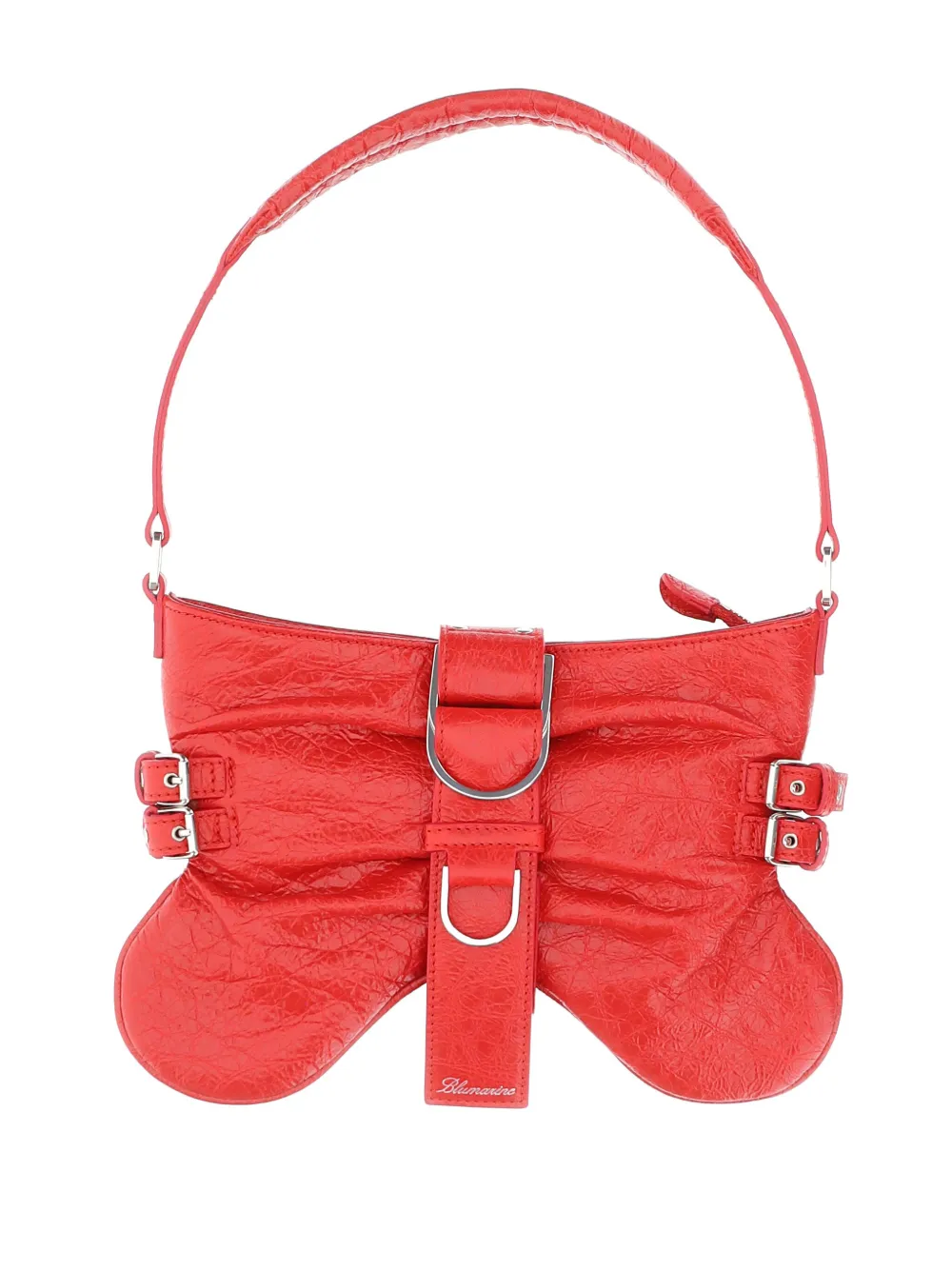 Blumarine Mini Butterfly Leather Shoulder Bag In Red