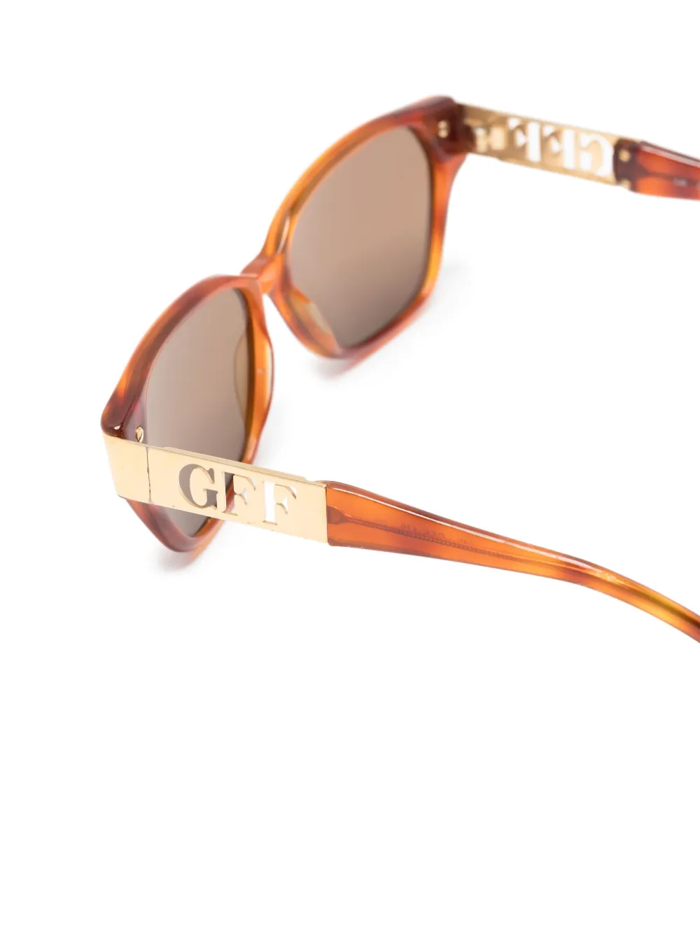 Gianfranco Ferré Pre-owned Logo-plaque Tortoiseshell-effect Sunglasses in Brown, view 3