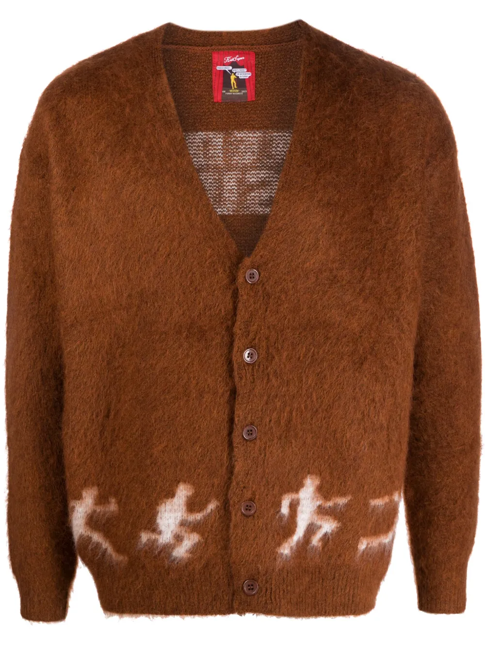 Shop Kidsuper Running Guys Mohair Cardigan In Brown