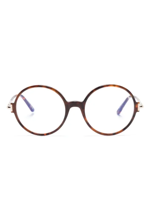 TOM FORD Eyewear tortoiseshell-effect round-frame glasses