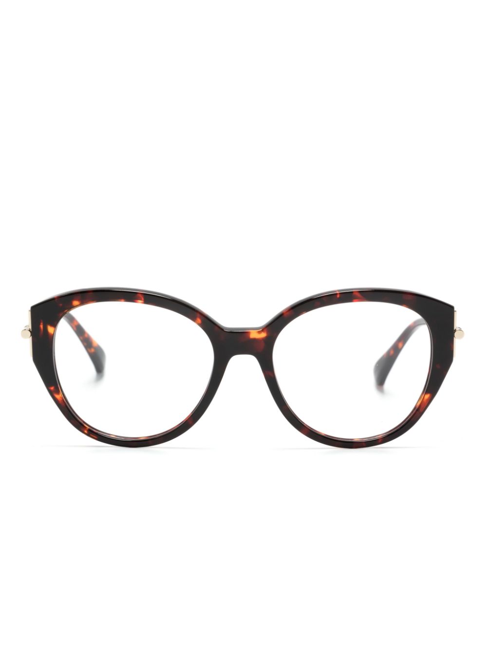 tortoiseshell-effect round-frame glasses