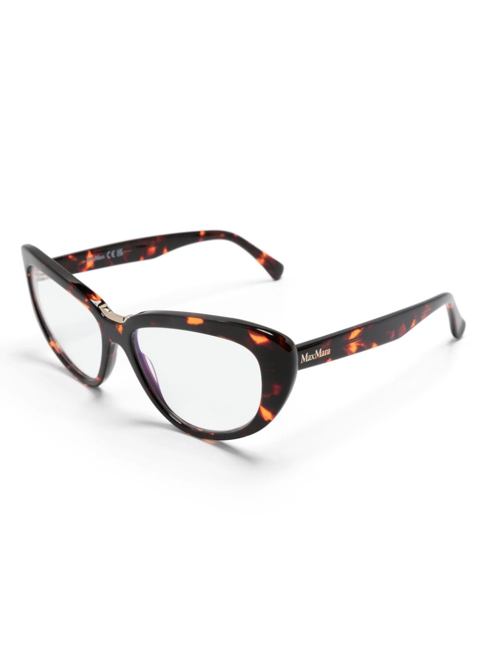 Shop Max Mara Eyewear Tortoiseshell-effect Cat-eye Frame Glasses In Brown