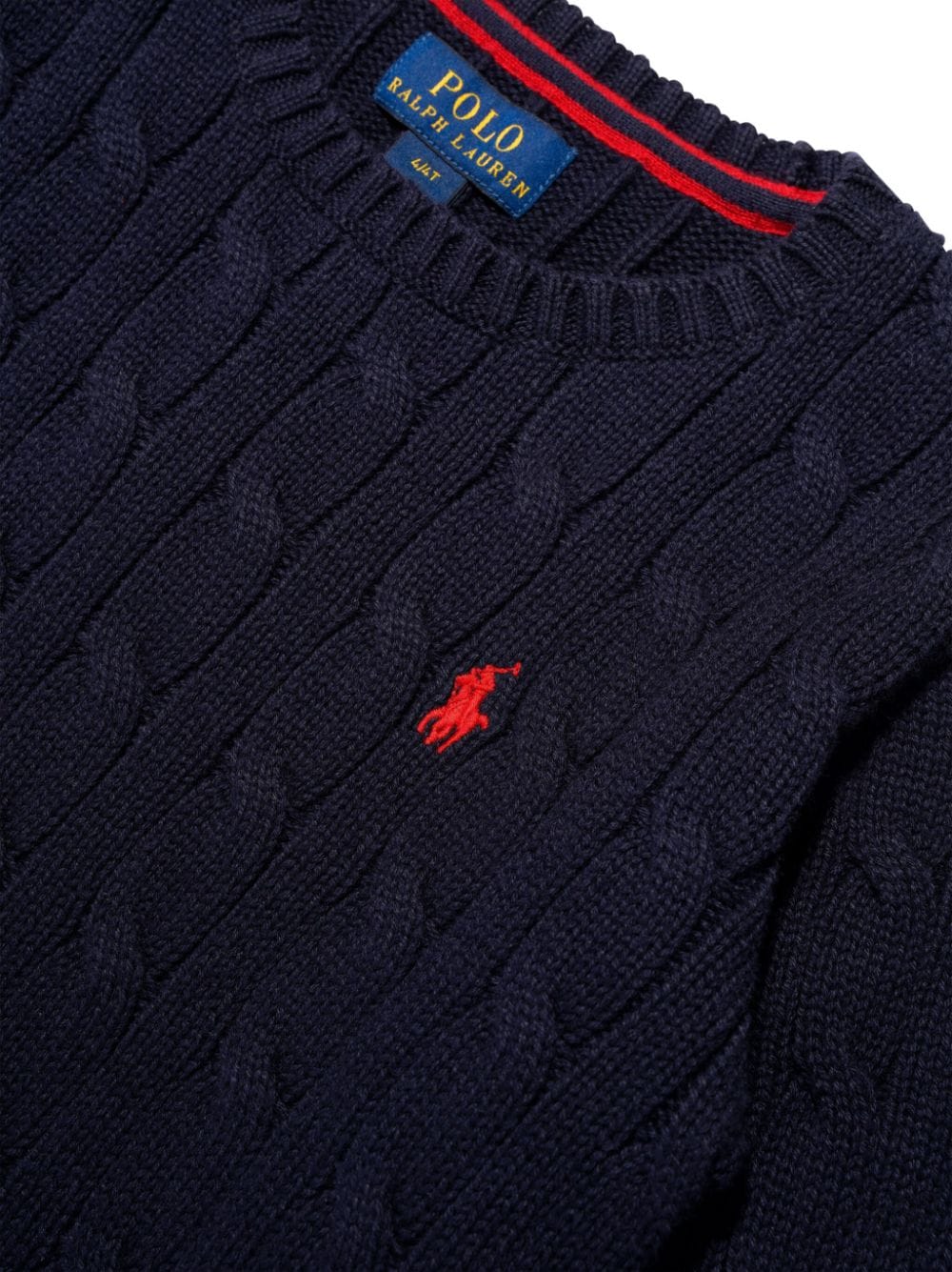 Shop Ralph Lauren Polo Pony-embroidered Cable-knit Jumper In Blue
