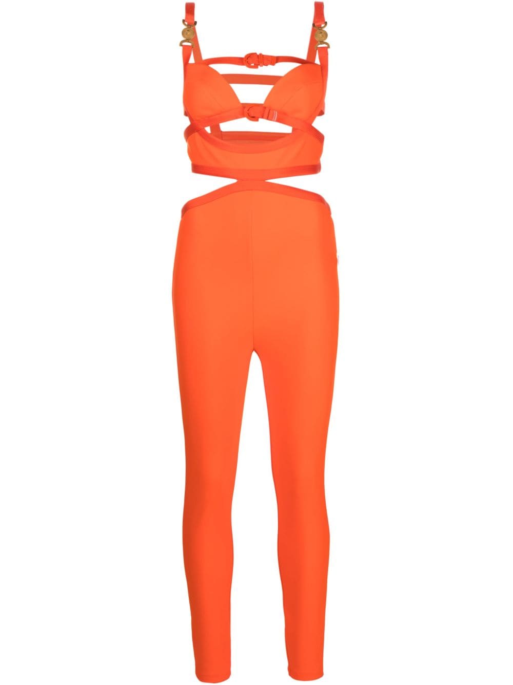 Shop Versace Medusa '95 Cut-out Jumpsuit In Orange