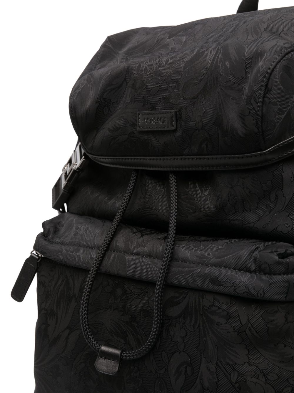 Shop Versace Neo Nylon Jacquard Backpack In Black