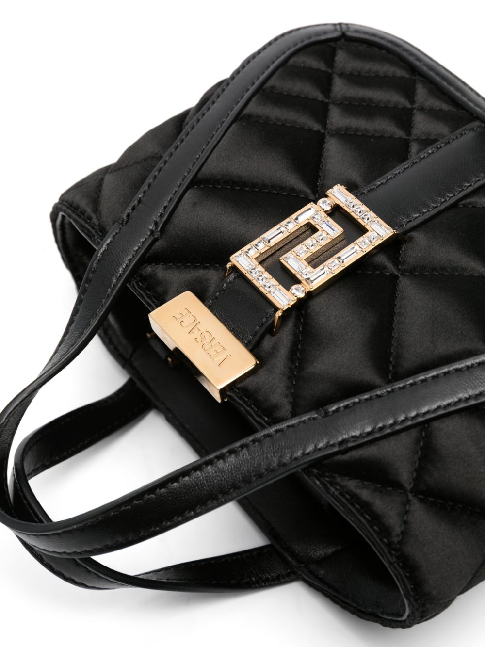 Shop Versace Greca Goddess Quilted Tote Bag In Black