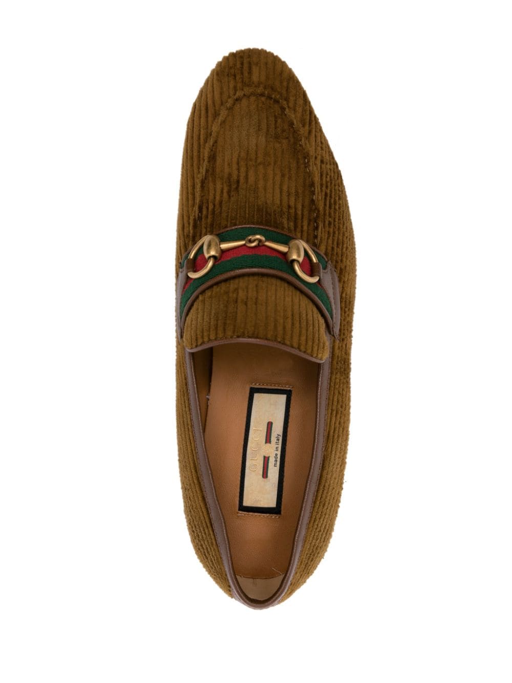 Shop Gucci Horsebit-detail Corduroy Leather Loafers In Brown