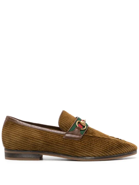 Gucci Horsebit-detail corduroy leather loafers