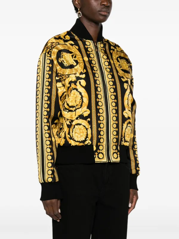 BEST Versace Luxury Brand Basic Logo Black Gold Bomber Jacket