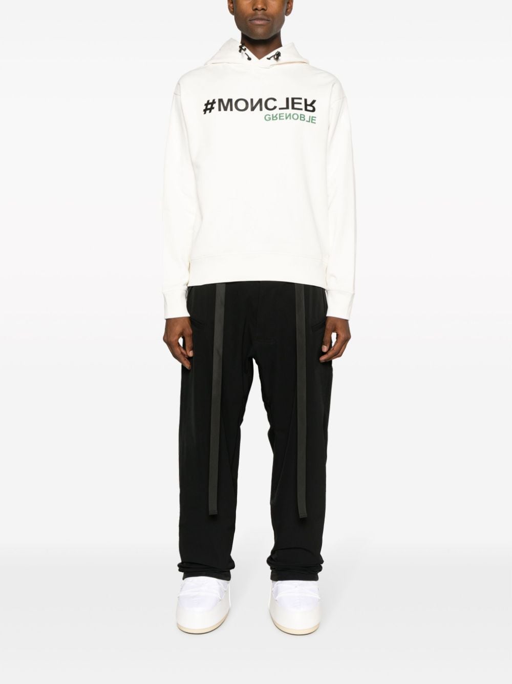 Moncler Grenoble logo-print cotton hoodie - Beige