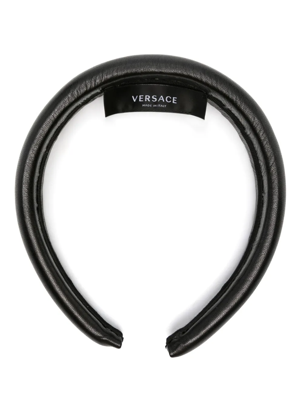 Versace Logo-embossed Leather Headband In Black