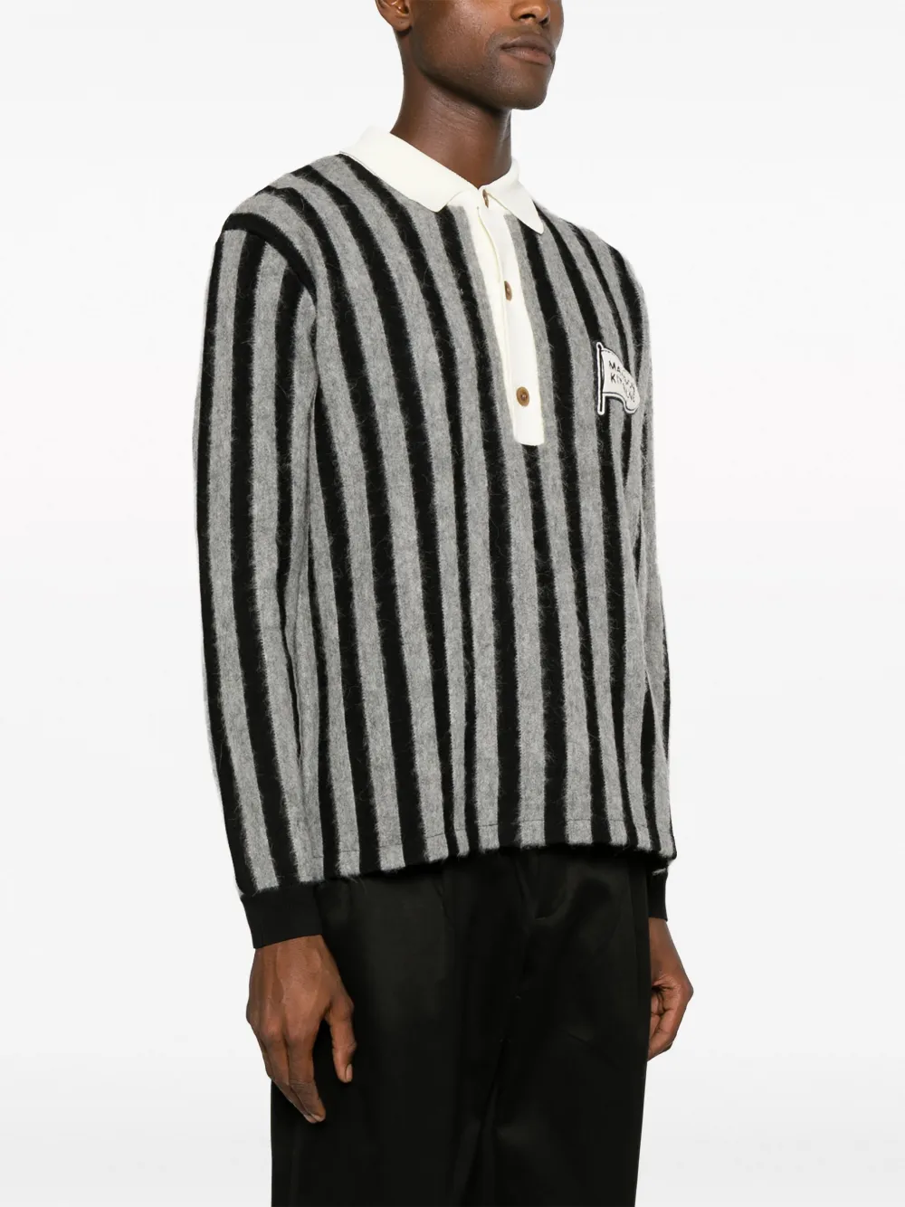 Maison Kitsuné logo-patch Striped Polo Shirt - Farfetch