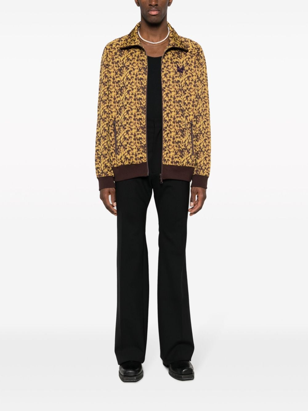 Shop Needles Poly Jq. Abstract-print Bomber Jacket In Brown