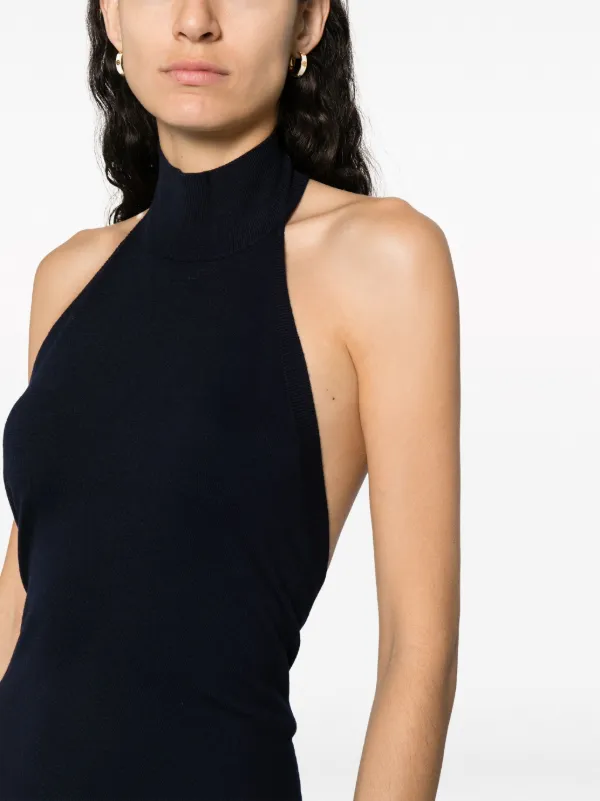 FENDI funnel neck Sleeveless ribbed knit Dress Blue FARFETCH IE