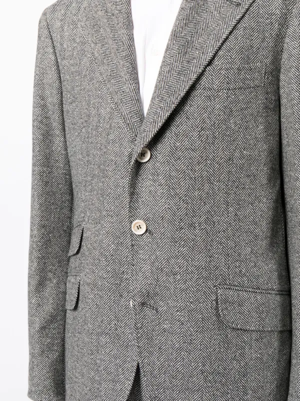【送料&関税込】Brunello Cucinelli Herringbone-pattern V-nec Brunello Cucinelli wool-blend Herringbone two-piece Suit