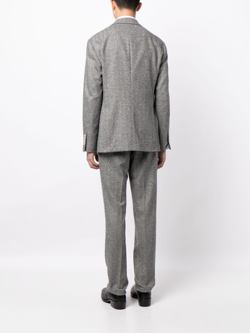 Shop Brunello Cucinelli Wool-blend Herringbone Two-piece Suit In Black