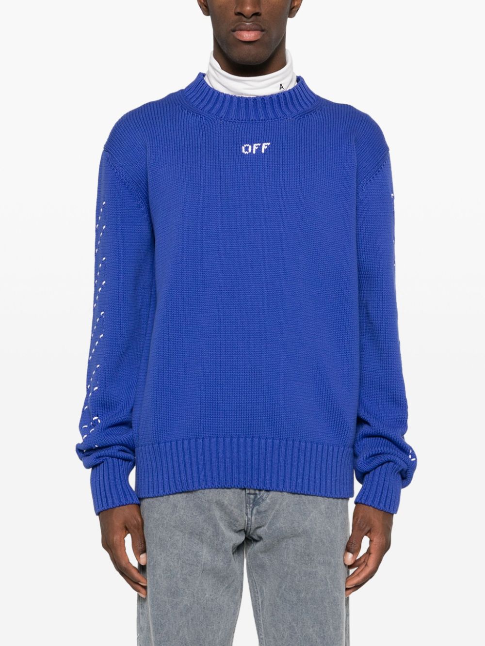 Off-White Trui met geborduurd Arrow-logo Blauw