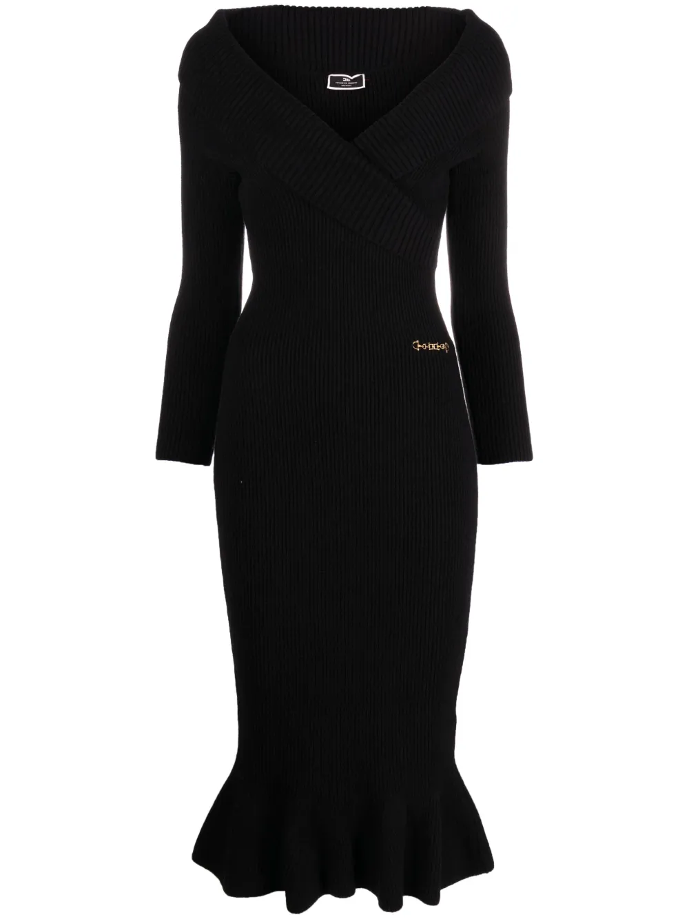Elisabetta Franchi Off-shoulder midi-jurk Zwart