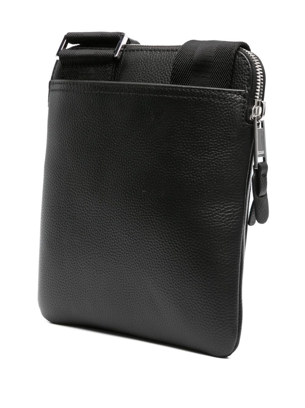 Shop Hugo Boss Highway Leather Messenger Bag In Black