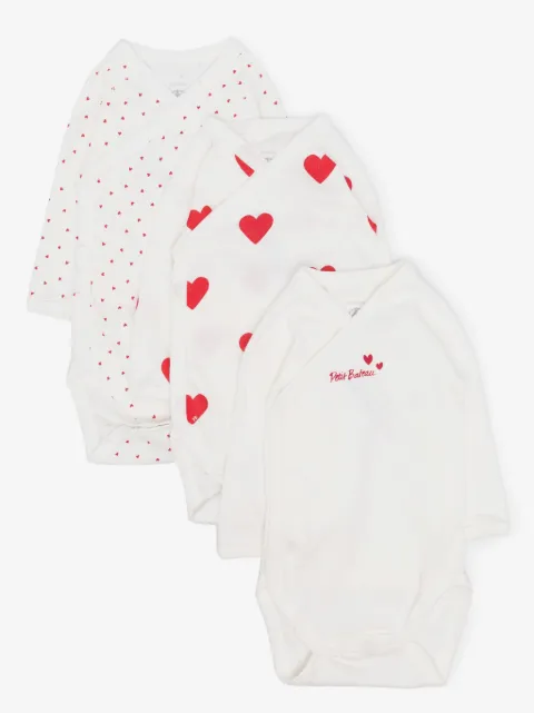 Petit Bateau Body in cotone con stampa a cuori (3 pezzi)