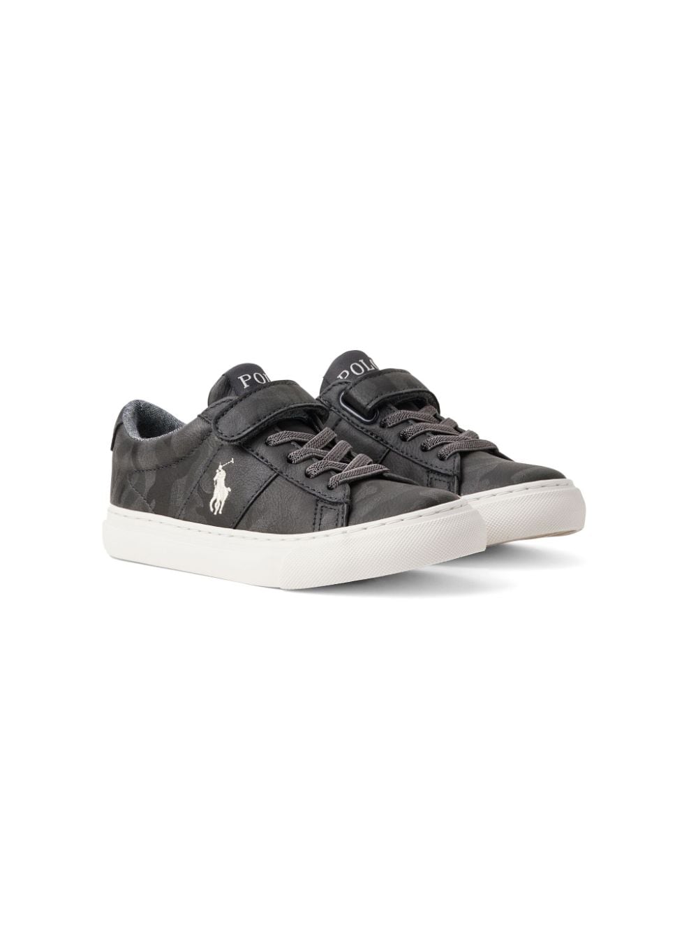 Shop Polo Ralph Lauren Polo Pony Camouflage-print Sneakers In Grey