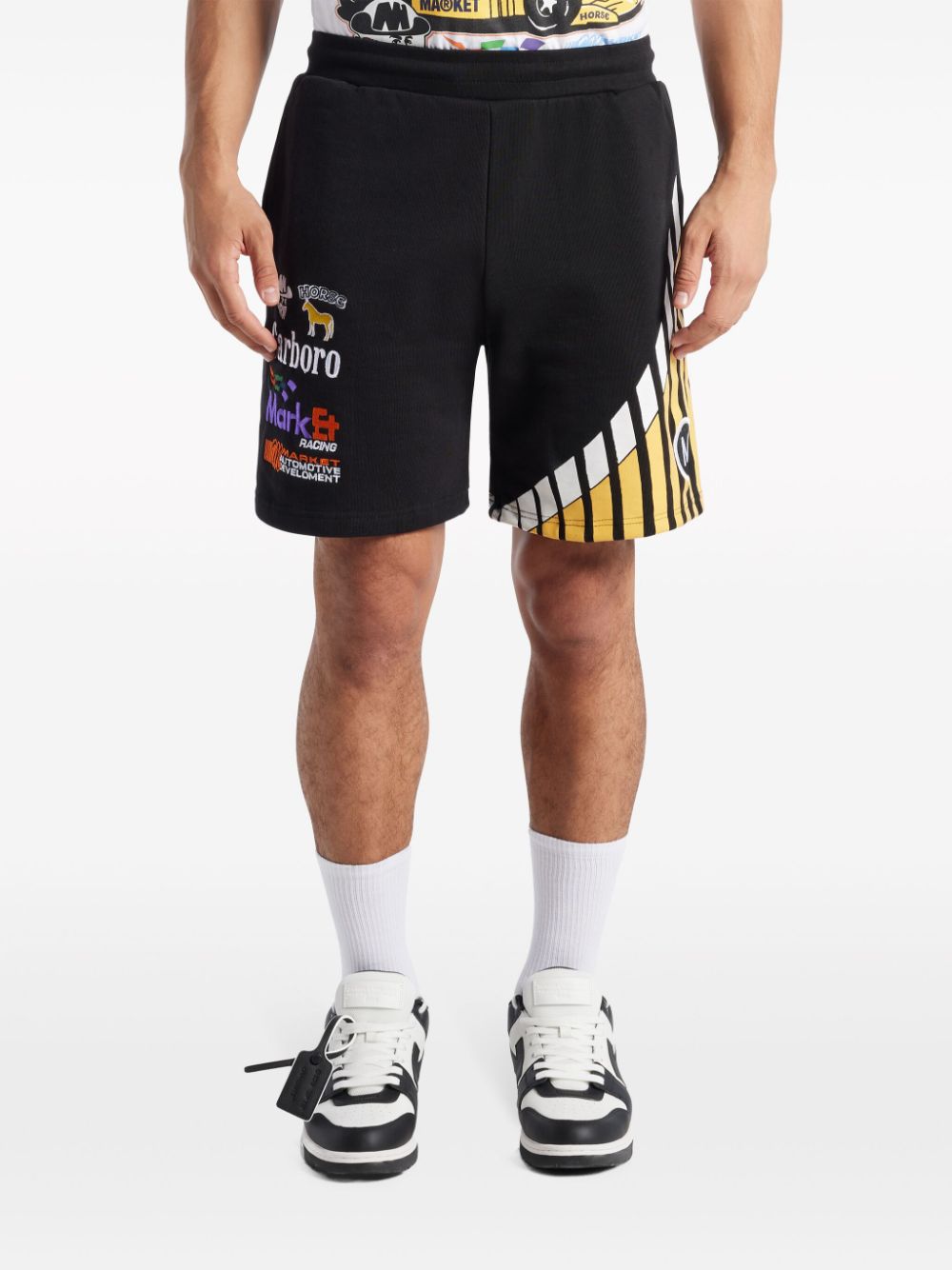 Shop Market Express Racing Cotton Track Shorts In Black