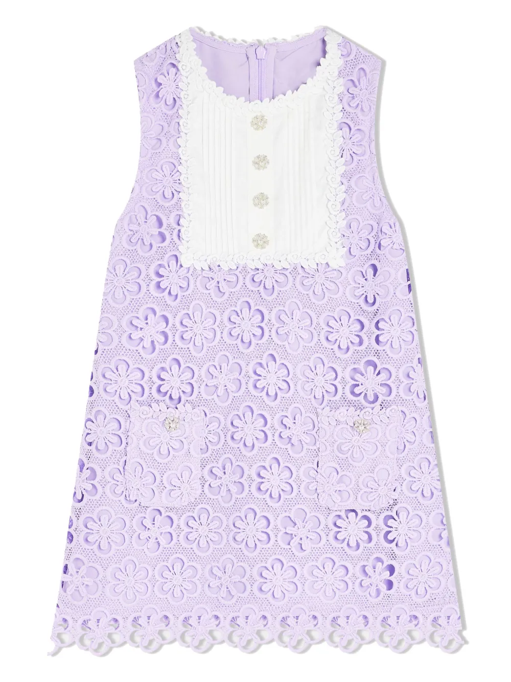 Self-portrait Kids' Guipure-lace Sleeveless Minidress In Purple