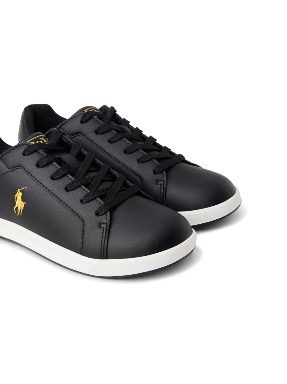 Shop Polo Ralph Lauren Polo Pony Lace-up Sneakers In Black