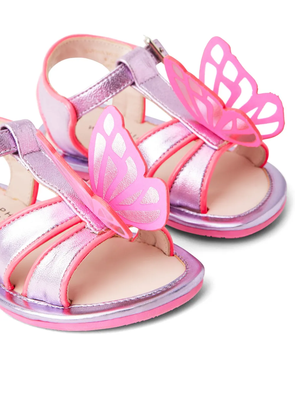 Shop Sophia Webster Mini Butterfly-appliqué Leather Sandals In Pink