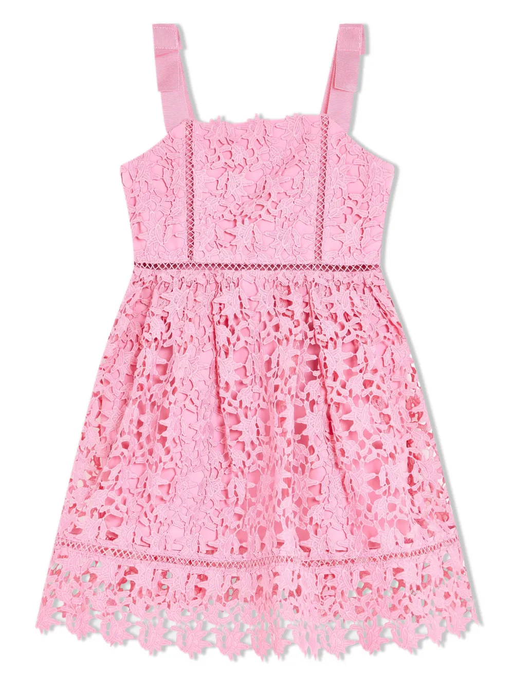 Self-Portrait Kids pleated guipure-lace minidress Roze