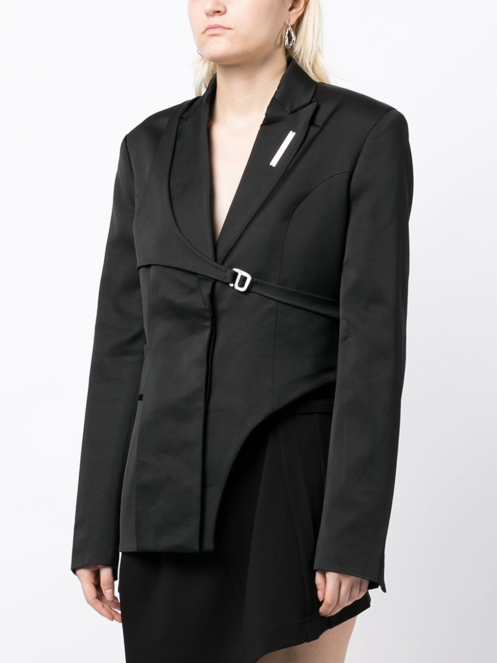 Shop Heliot Emil Logo-plaque Asymmetric-design Blazer In Black