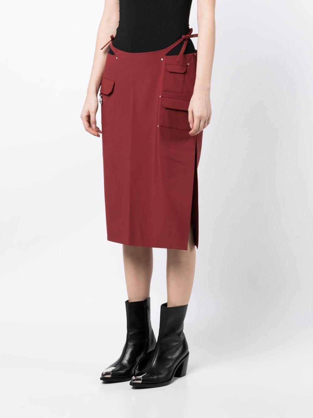 Shop Heliot Emil Cut-out Detailing Midi Skirt In Red
