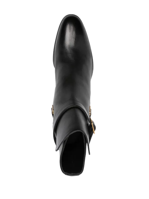 Saint Laurent Dorian 70mm Buckled Biker Boots | Black | FARFETCH