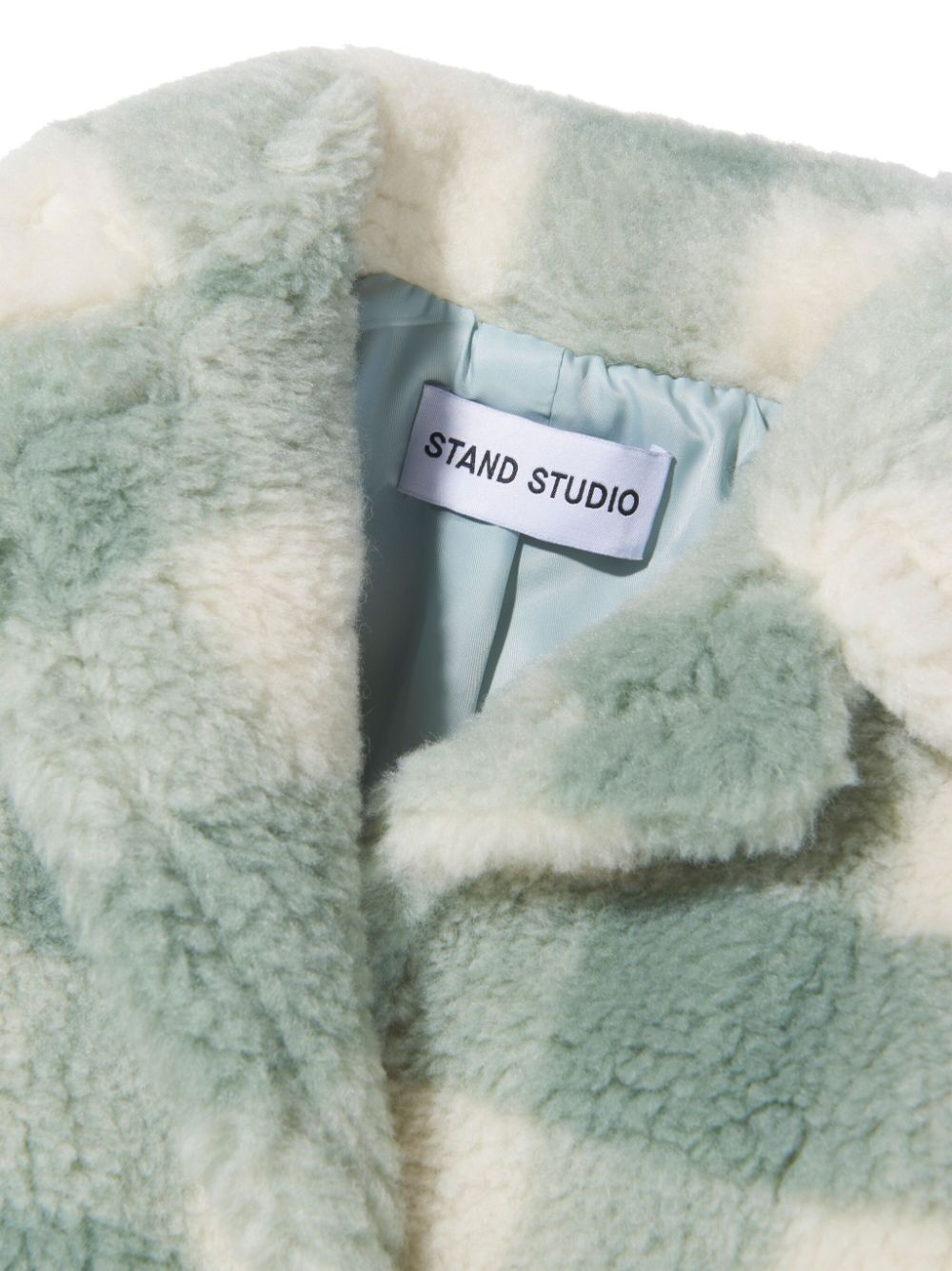 Shop Stand Studio Check-pattern Fleece-texture Jacket In Green