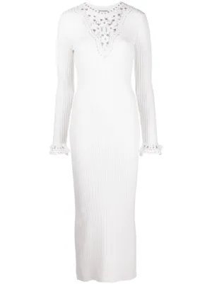 chinese dress ladies Rabanne Black Lace Jersey Long Sleeve Maxi Dress