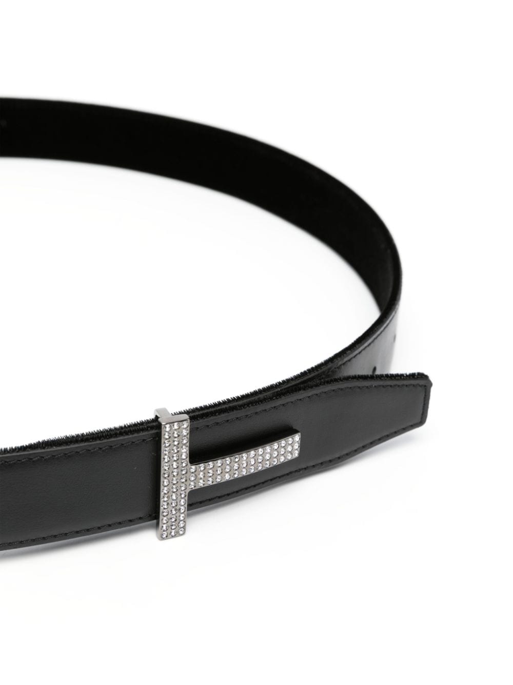 TOM FORD crystal-embellished reversible leather belt - Zwart