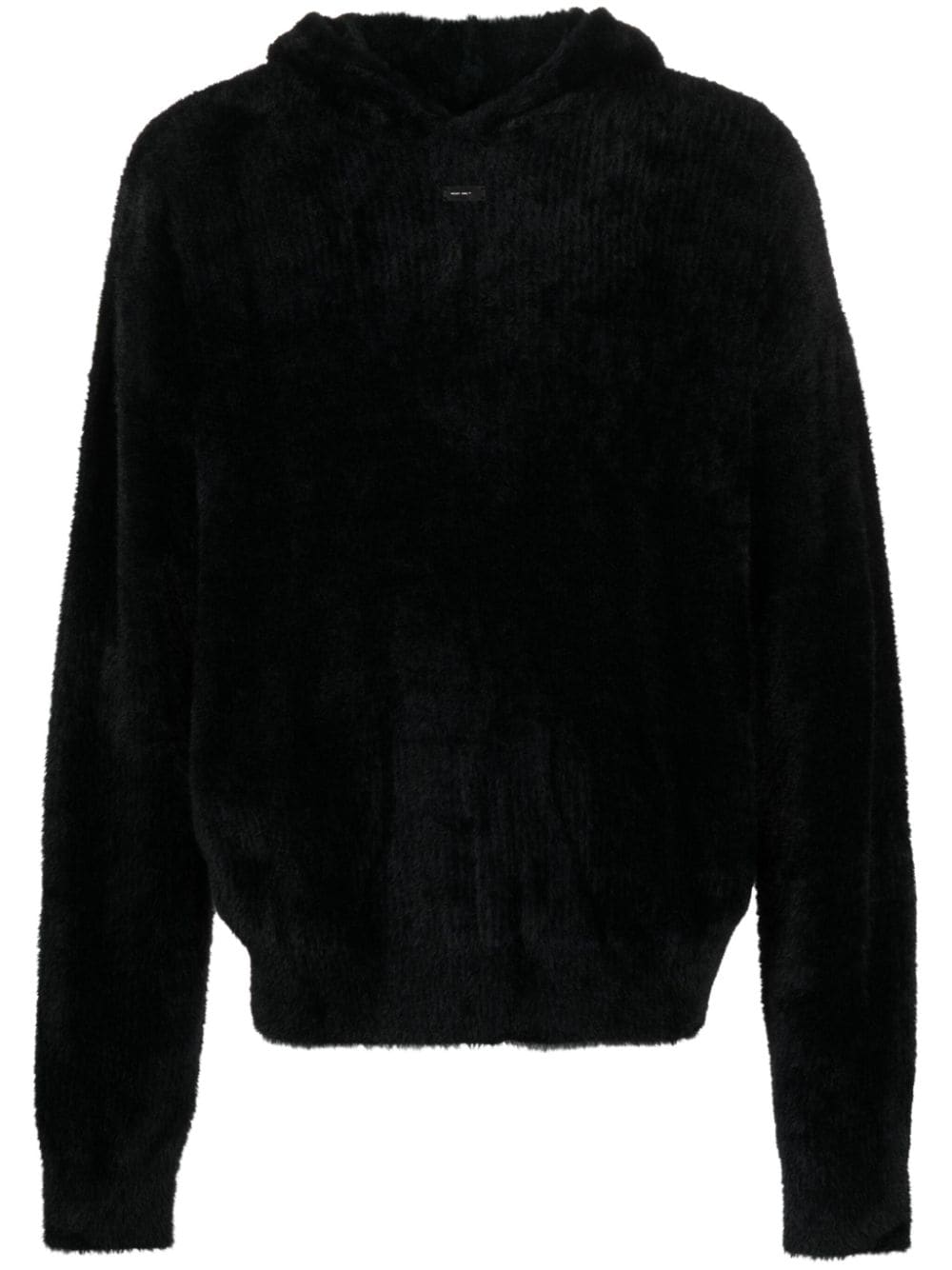 logo-plaque faux-fur hoodie