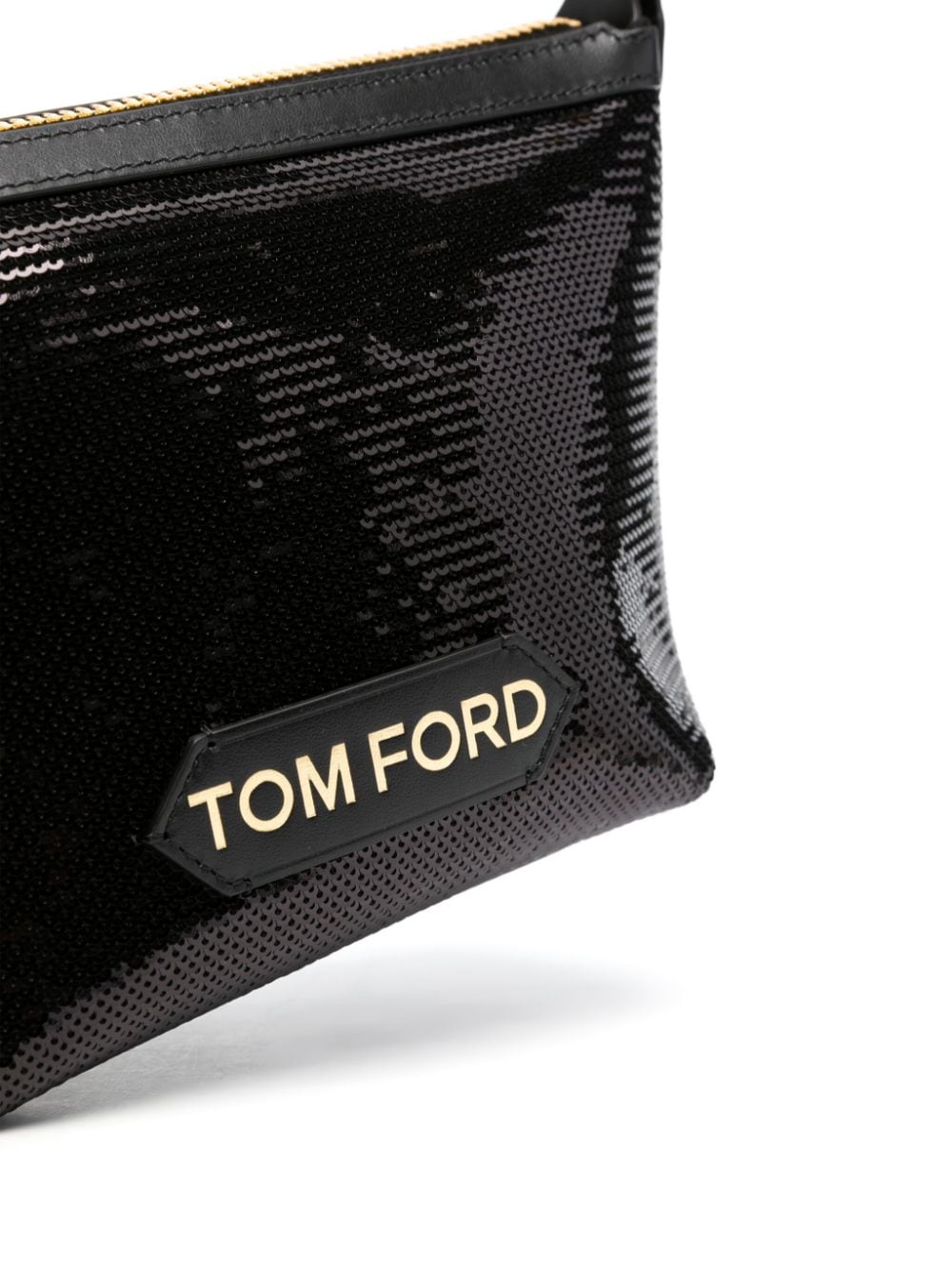 Shop Tom Ford Logo-plaque Sequin Tote Bag In Black