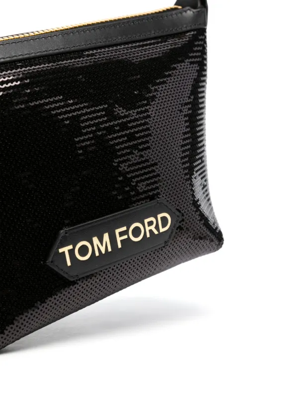 TOM FORD logo-plaque Sequin Tote Bag | Black | FARFETCH