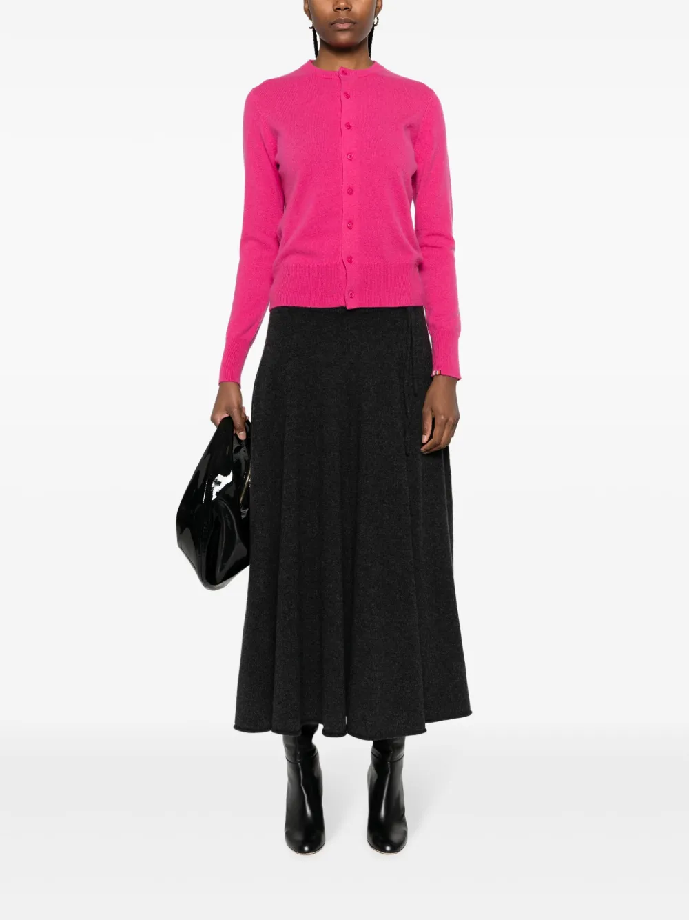 extreme cashmere high-waist fine-knit midi skirt - Grijs