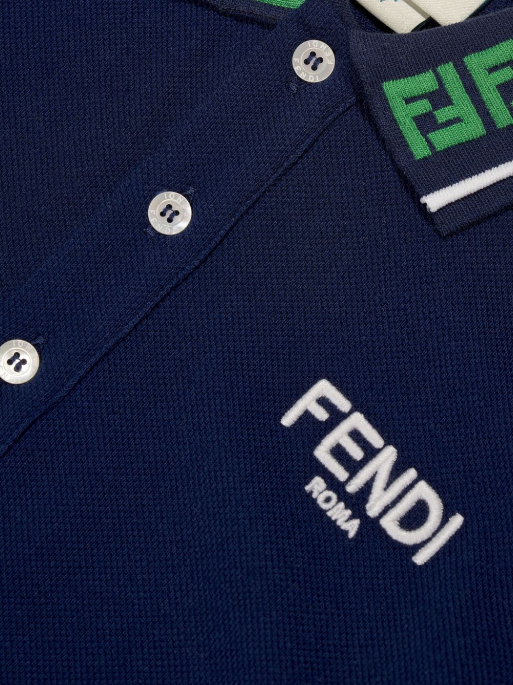Shop Fendi Logo-embroidered Cotton Polo Shirt In Blue